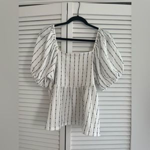 Madewell Black & White Blouse Size Large